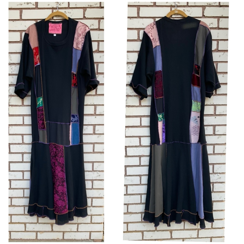 Vintage Patchwork Maxi Dress Art to Wear Donna Jessica Size Large